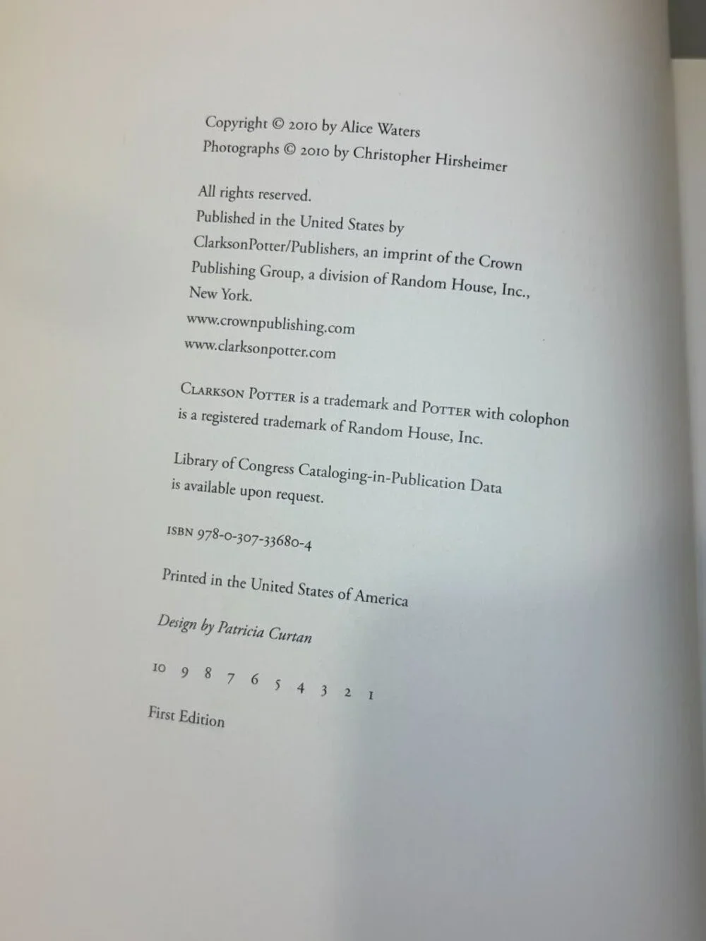 Alice Waters In The Green Kitchen Cookbook HC Techniques Learn by Heart 1st Ed